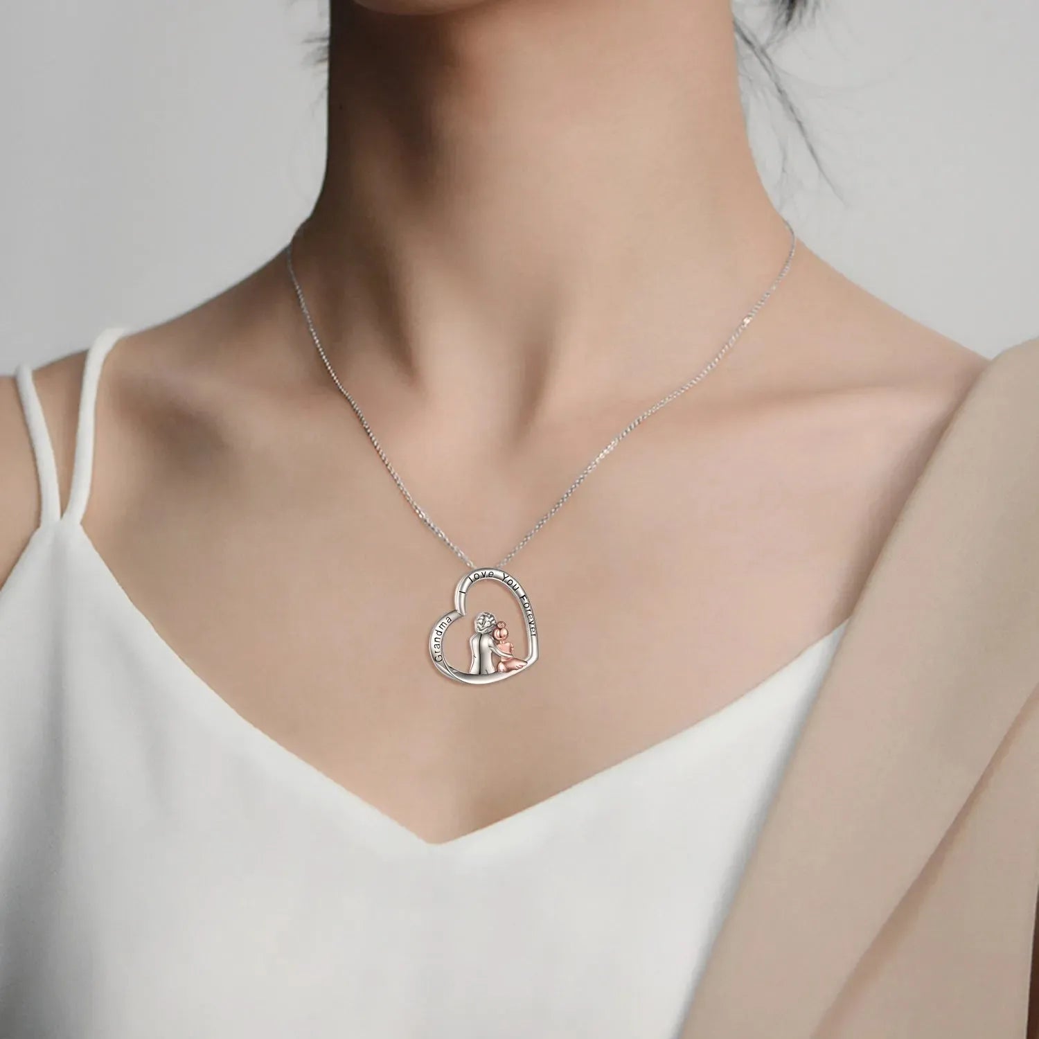 Grandma Granddaughter Necklace for Grandma Sterling Silver - Bellarte Enchanté Grandma Granddaughter Necklace for Grandma Sterling Silver